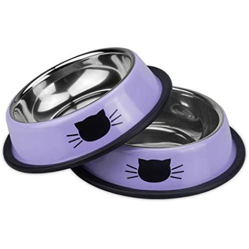 Ureverbasic Cat Bowls Pet Bowl Cat Food Water Bowl with Rubber Base Small Pet Bowl Cat Feeding Bowls Set of 2