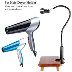 Zyyini Pet Hair Dryer Holder, 360 Degrees Rotatable Hands-Free Hair Dryer Stand, Aluminum Alloy Table Hair Dryer Clip Holder with Clamp Mount for Dogs and Cats