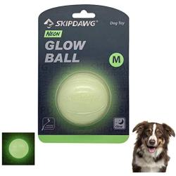 SKIPDAWG Squeaky Glow Dog Ball, Light up Dog Ball Glow in The Dark, Interactive Toys for Dogs Indoor/Outdoor Exercise, Durable TPR Fetch Ball Dog Toys