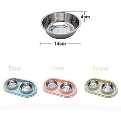 MXCELL Double Dog Bowls Stainless Steel Dog Bowl with No Spill Non-Skid PP Station 22oz Feeder Bowls Pet Bowl for Dogs Cats and Pets