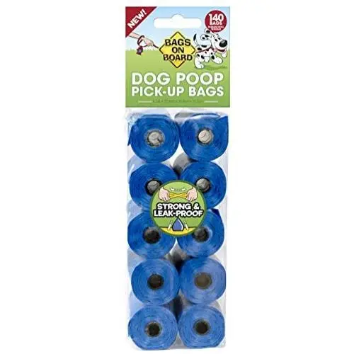 Bags on Board Strong, Leak Proof Dog Poop Pick-up Bags - Blue (140 Bags)