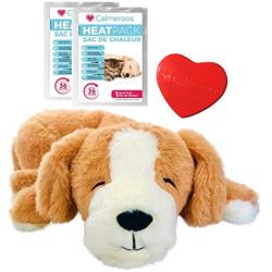 Calmeroos Puppy Heartbeat Toy Sleep Aid with 2 Long-Lasting Heat Packs Last 36 Hours Each Puppy Anxiety Relief Soother Dogs Cuddle Snuggle Calming Behavioral Aid for Pets