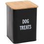Pethiy Dog Food and Treats Storage tin Containers Set with Scoop for Dogs-Tight Fitting Wood Lids-Coated Carbon Steel-Storage Canister Tins