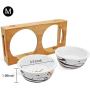 MLCINI Raised Dog cat Bowls with Stand, Solid Bamboo Non Slip Elevated Dog cat Bowls and 2 Stainless Steel Food Water Bowls for Small Medium Dogs Cats pet