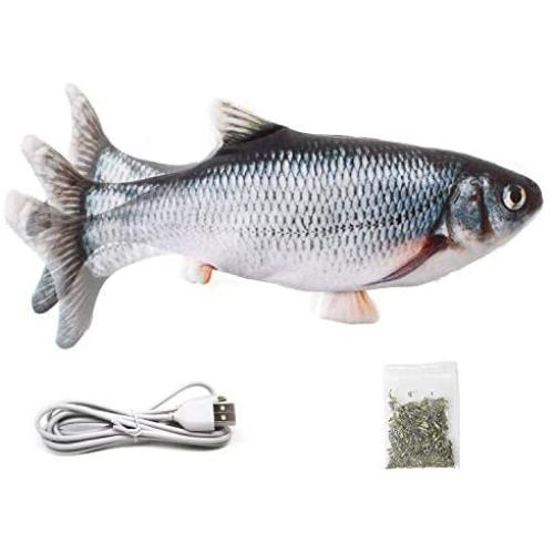 Potaroma Basic (No Remote)/2021 Upgraded Floppy Fish Toy (with Remote), Flopping Fish, Moving Cat Kicker Wiggle Fish Catnip Toys, Motion Kitten Toy, Interactive Cat Toys