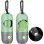 Blulu 2 Pieces Dog Poop Waste Bag Holder Dispenser with LED Flashlight and 2 Rolls Dog Poop Waste Bags Leak-Proof Dog Waste Bags (Green)
