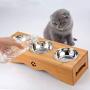 Cat Bowls, Pet Bowl Small Dog and Cat Bowls Stainless Steel Three Bowls Pet Feeder Pet Food Bowl for Cats