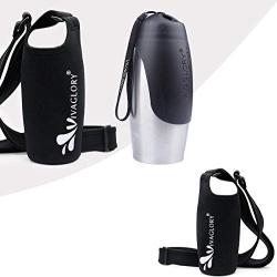 Vivaglory Water Bottle Carrier, Black+Dog Water Bottle and Black Neoprene Water Bottle