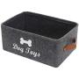 Brabtod Felt Dog Toys Storage Bins with Leather Handle, Dog Cat Toys Clothes Blankets Pet Toys leashes and Food