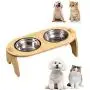 Elevated Double Cat Dog Bowls, Pet Food Water Bowl with 15°Tilted Raised, Pet Feeding Stainless Steel Bowl for Cats and Dogs- Include 2 Stainless Steel Bowls,Improve Digestion Elevated Double Cat Dog Bowls, Pet Food Water Bowl with 15°Tilted Raised, Pet Feeding Stainless Steel Bowl for Cats and Dogs- Include 2 Stainless Steel Bowls,Improve Digestion