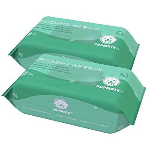 PUPMATE Pet Wipes for Dogs & Cats, Extra Moist & Thick Grooming Puppy Wipes with 100 Fresh Counts, Aloe Vera/Nature