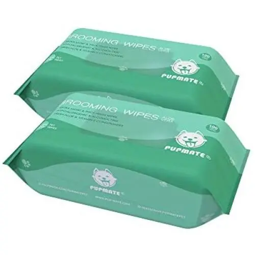 PUPMATE Pet Wipes for Dogs & Cats, Extra Moist & Thick Grooming Puppy Wipes with 100 Fresh Counts, Aloe Vera/Nature PUPMATE Pet Wipes for Dogs & Cats, Extra Moist & Thick Grooming Puppy Wipes with 100 Fresh Counts, Aloe Vera/Nature