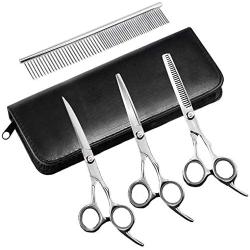 Dog Grooming Scissors,Pet Grooming Scissors with Thinning,Straight,Curved Down Shears great for Groomers,Home Grooming and Groomer Beginners