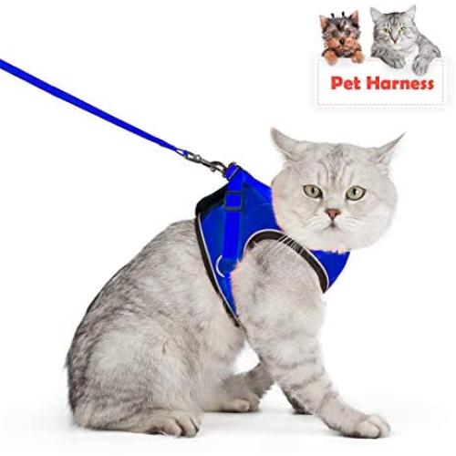 SENYE PET Cat Harness Escape Proof Small Cat and Dog Soft Mesh Vest Harnesses Adjustable Pet Harness with Leash Clip & Reflective Strap Cat Walking Jacket Comfort Fit for Kitten Puppy