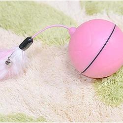 Wei&H Cat Ball, Electric Vibration Plastic Ball Automatic cat Toy Feather Pink