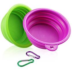 YOBY 2-Packs of Collapsible Travel Bowl,Foldable Expandable Dish for Pet Cat Food Water Feeding,Premium Quality Food Grade Silicone Environmental Protection Material,Small to Medium Dogs