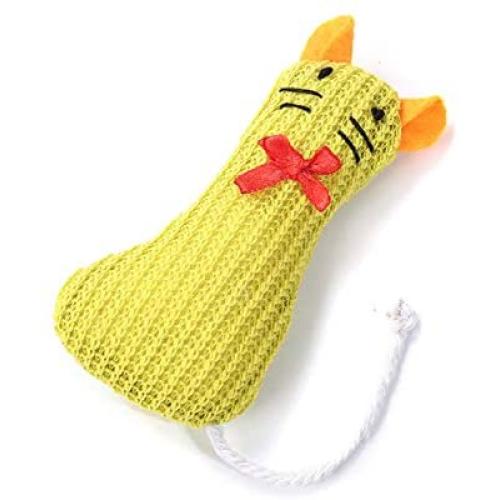 ocijf179 Cat Toy Pet Cat Kitten Plush Mouse Rat Doll Catnip Funny Interactive Bite Chewing Toy - Beige