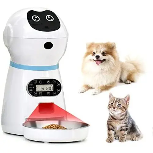 VinDox Automatic Cat Feeder, Pet Automatic Food Dispenser with Stainless Steel Food Bowl, Designed for Cat and Dogs, Portion Control & Voice Recording, Timer Programmable Up to 4 Meals a Day VinDox Automatic Cat Feeder, Pet Automatic Food Dispenser with Stainless Steel Food Bowl, Designed for Cat and Dogs, Portion Control & Voice Recording, Timer Programmable Up to 4 Meals a Day