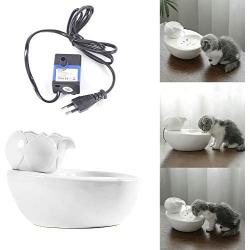 KNDJSPR Lotus Cat Waterer, Automatic Ceramic Drinking Fountain, Soften Water Prevent Dry Burning, 6 Replaceable Filters, for Bedroom Balcony Living Room