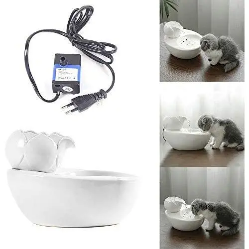 KNDJSPR Lotus Cat Waterer, Automatic Ceramic Drinking Fountain, Soften Water Prevent Dry Burning, 6 Replaceable Filters, for Bedroom Balcony Living Room KNDJSPR Lotus Cat Waterer, Automatic Ceramic Drinking Fountain, Soften Water Prevent Dry Burning, 6 Replaceable Filters, for Bedroom Balcony Living Room