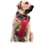 Dog Harness No Pull Adjustable Pet Harness Reflective Oxford Soft Breathable Nylon Oxford Vest for Small Medium Large Dog Red and Black
