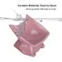 Jemirry Raised Cat Bowl Cat Ear Shape Ceramic Cat Bowl Cat Dish with Tilt Angle for Persian Garfield Chinchilla Kitten-Dark Grey
