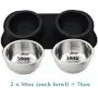 Easeurlife Stainless Steel Dog Bowl Set 2 x 38oz No Spill/Non-Skid Silicone Mat Double Pet Bowls Set for Medium Dogs, Each Bowl About 1100ml Black