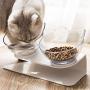 kathson Cat Double Food Bowl Elevated Pets Food Water Feeder Bowl with Stand, 15° Tilted Design Raised Feeder Bowls Anti Skid Tilting Neck Protective for Cats and Small Dogs