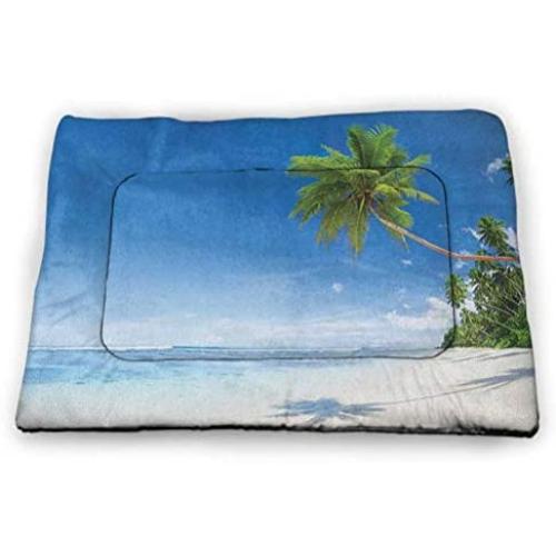 DayDayFun Ocean Cat Mat Sunrise on Waves Surfer Perspective Surreal Coastal Charm Sports Lifestyle Scene Pet Mat Waterproof Blue Pale Mauve