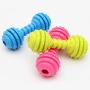 XIHONGSHIR Bell Ball Toys, Dog Ball Chew Toy, Barbed Barbell Balls, Environmental Soft Rubber Non Toxic, Tooth Cleaning, for Cats, Puppies, Small & Medium Pets, 3Pcs,Blue+Pink+Yellow