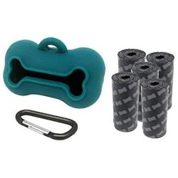 Portable Silicone Collapsible Dog Bowls and Dog Poop Bags Dispenser with 5 roll (100 pcs) Strong Plastic Bags and D-Ring
