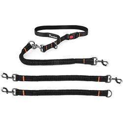Pawaboo Dog Seatbelt, Upgraded Adjustable Nylon Pet Car Seat belt Harness Headrest Restraint, Bungee Double Dog Leash Reflective Vehicle Safety Leads Strap for Travel for Small Medium Large Dog, Black