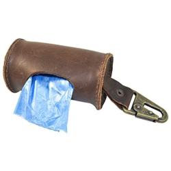 Hide & Drink, Durable Thick Leather Dog Poop Bag Dispenser with Belt Attachment, Dog Walkers, Stylish Dog Waste Bag Holder, Brass Metal Clip, Handmade Includes 101 Year Warranty :: Bourbon Brown