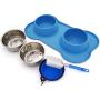 Canple Dog Bowl Stainless Steel Dog Bowls Food Water Pet Feeder with No Spill Non-Skid [Strong Suction Cup] Silicone Mat Waterproof for Pets Small Medium Large Dogs