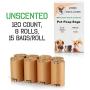 Dog Poop Bags 100% Biodegradable Compostable Unscented Disposable Plastic Free Large Premium Doggy Waste Trash Bag ASTM D6400 Certified 120 Count