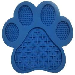Paw Shape Pet Dog Lick Mat Slow Feeder Bowl with Suction Cups (Blue)