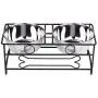 VIVIKO Bone Style Pet Feeder for Dog Cat, Stainless Steel Food and Water Bowls with Iron Stand VIVIKO Bone Style Pet Feeder for Dog Cat, Stainless Steel Food and Water Bowls with Iron Stand