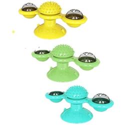 LOVEIT Pet Supplies Turn Around Windmill cat Toy Turntable Tease cat Toy Scratch Itchy cat Brush