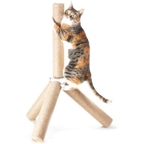 [NEW] 4CLAWS Jute Tripod Scratching Post 30'',White,30 x 21 x 21 in