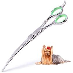 LovinPet Pet Grooming Scissors Professional Dog Cat Grooming Shears with Round Blunt Tip Stainless Steel, Dog Curved Scissors for Grooming Cats Dogs Grooming Tools & Set