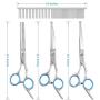 Fu Feng Professional Pet Dog Grooming Scissors Kit with Safety Round Tip Suitable for Cats and Dogs-Straight & Thinning & Curved Scissors & Combs