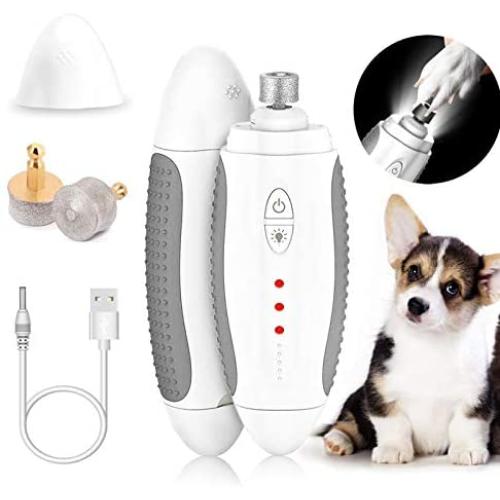 CHEIGHY Dog Nail Grinder Pet Electric Nail Clippers with Light-Upgraded Professional 3-Speed Dog Nail Trimmers Quiet Rechargeable Dog Nail Filer Painless Claw Care Tool for Small Medium Large Dog Cat