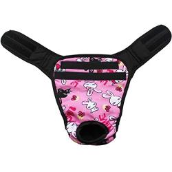 TiaoBug Reusable Washable Female Dog Pants Season Heat Menstruation Period Knickers Bitch Sanitary Nappy Underwear Briefs Pink XL