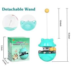 SUJAYU Cat Slow Feeder Ball, Tumbler Design Cat Food Dispenser Slow Eating Interactive Cat Toy Ball Detachable Wand Pet Puzzle Feeder