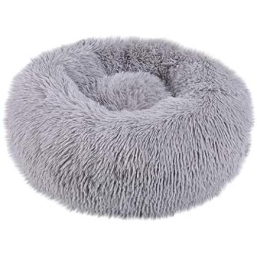 Hattfart Dog Bed Long Plush Soft Pet Bed Cat Bed Round Pillow Indoor Pillow Cuddler for Dogs