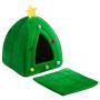 Hollypet Self-Warming 2 in 1 Foldable Comfortable Triangle Cat Bed Tent House, Christmas Tree