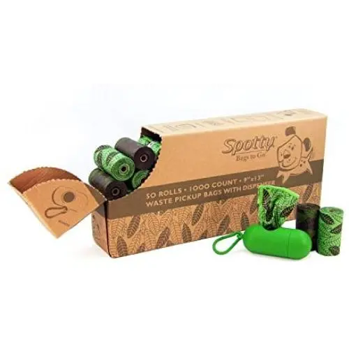 Spotty Leak-Proof Refill Rolls with Dispenser, Disposable Pet Dog Poop Bags to Go for Waste Pickup, Green and Black, 1000 ct Spotty Leak-Proof Refill Rolls with Dispenser, Disposable Pet Dog Poop Bags to Go for Waste Pickup, Green and Black, 1000 ct