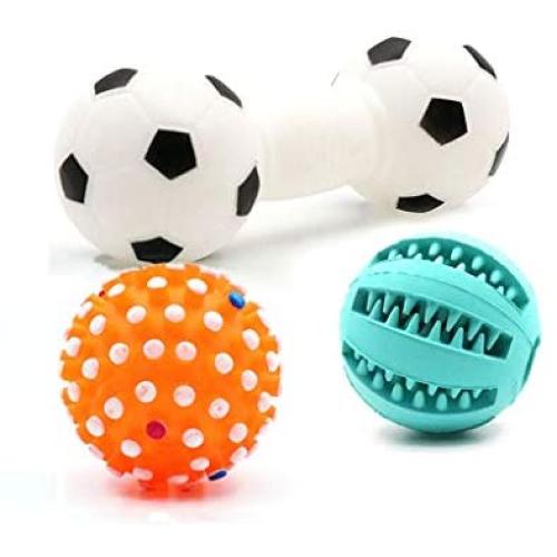 Dog Toy Ball bite-Resistant Ball pet Dog Molar Toy Small Large Dog Toy Supplies - Watermelon Ball + Football Dumbbell + Hedgehog Ball