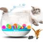 petnf 2021 Newest Interactive Cat Toy,Fish Bowl-Shaped Kitten Toys,Cat Feather Toys Timer Setting,Cat Tumbler Toy USB Charging,Multiple Game Play,Automatic Rotating,Non-Toxic and Eco-Friendly