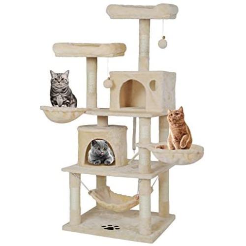 BYUP Large Multi-Layer cat Tree, Double Plush Apartment, cat Climbing Frame, cat Habitat, cat Tower, cat Activity Center